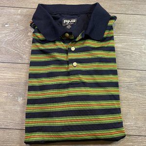 Ping Performance Golf Polo Green Orange Blue Stripes Large L